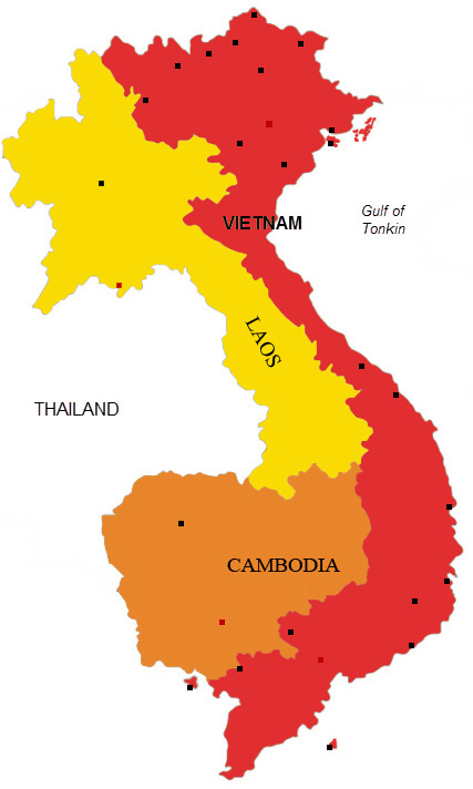 Map of Vietnam and surrounding regions